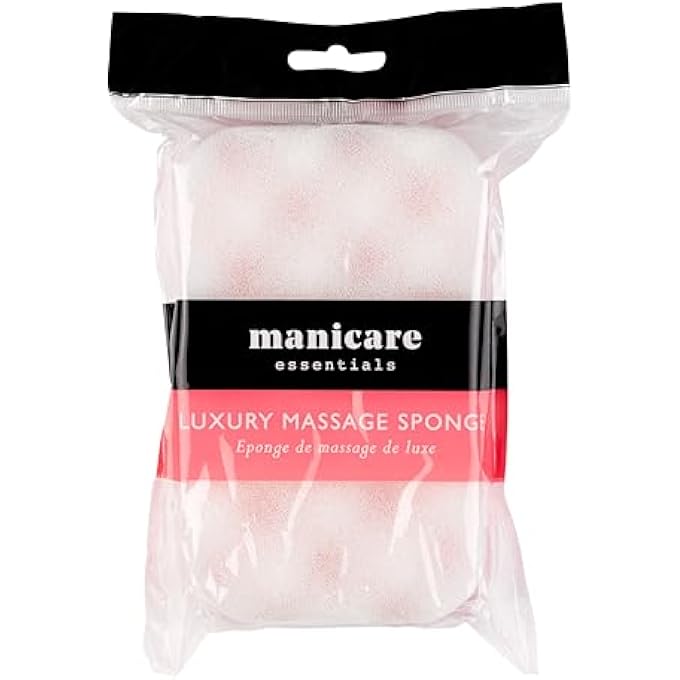 Manicare Luxury Massage Bath Sponge, Wash Exfoliate And Massage, Shower Body Scrubber, Pink Double Sided Cleaning Sponge, Durable And Long lasting, Lather And Use With Shower Gel Or Body Wash - Image 1